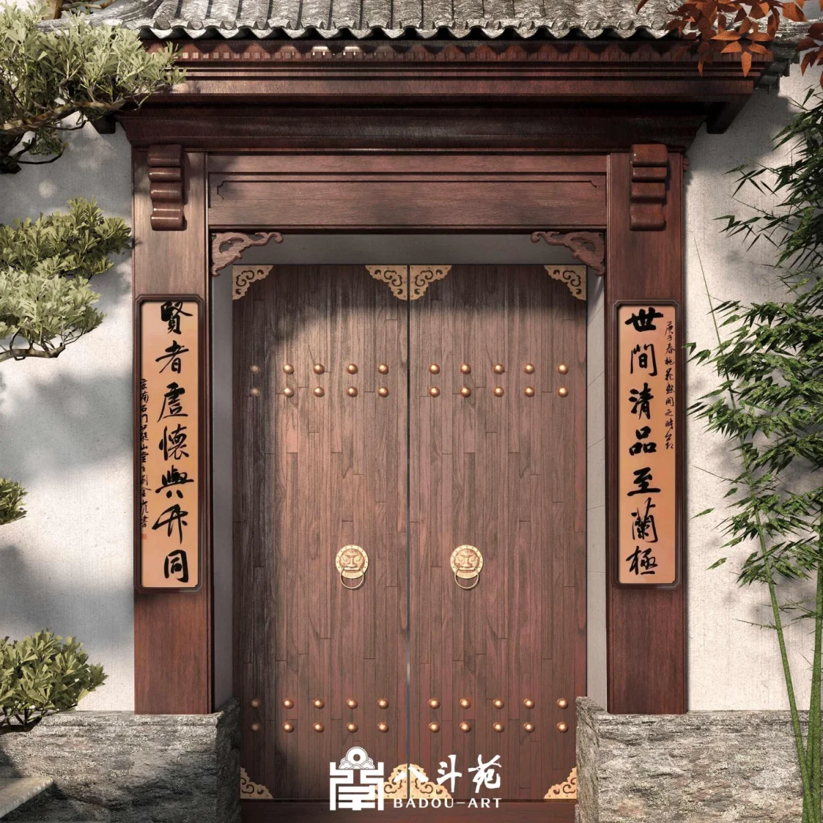 Chinese calligraphy couplet scrolls with poetic inscriptions, a traditional gift for elders and leaders