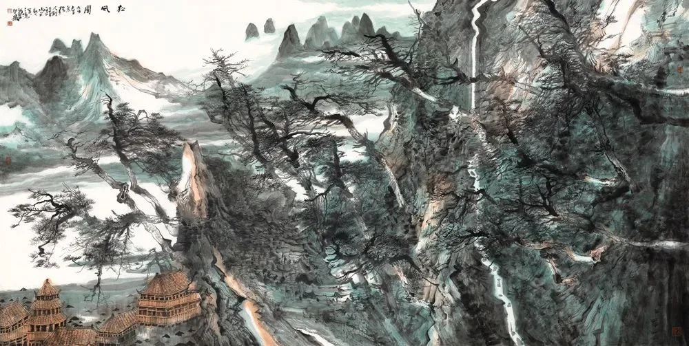 Liu Liyong Landscape Painting | Pine Wind Mountain View (松风图) - Image 2