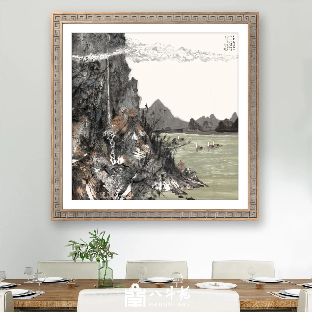 Liu Liyong Landscape Painting | Sailing on Misty River (古崖云起)