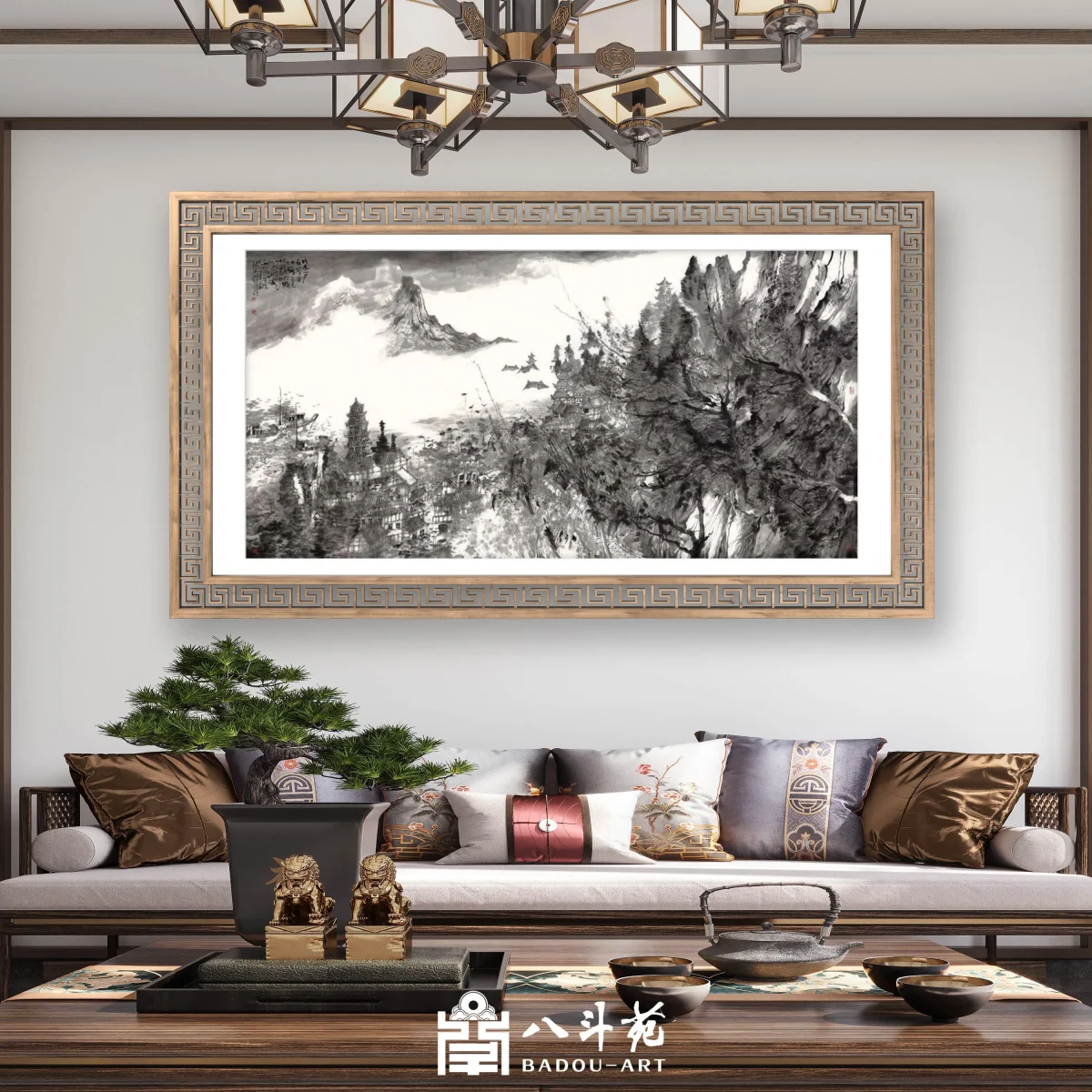 Liu Liyong Landscape Painting | Water Town in Mist (烟雨水乡图)