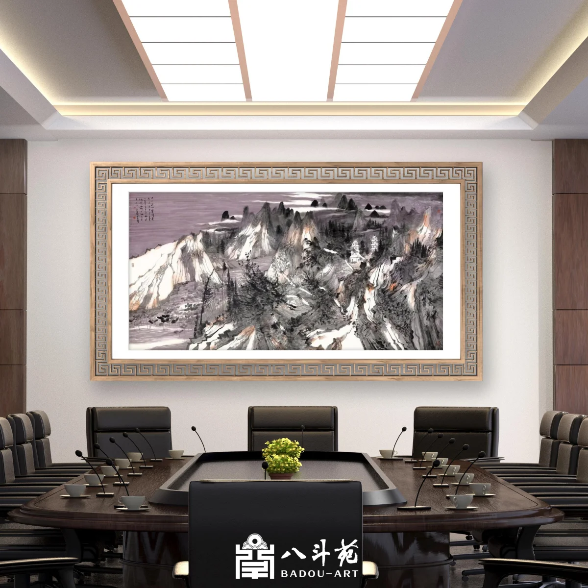 Liu Liyong Landscape Painting | Misty Peaks over River Waters (江岭云深)