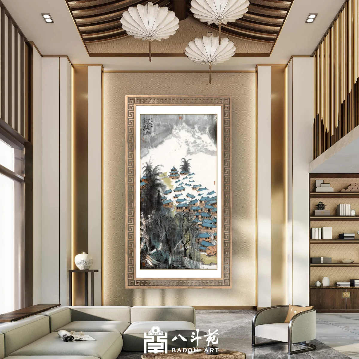 Landscape painting for a villa reception room