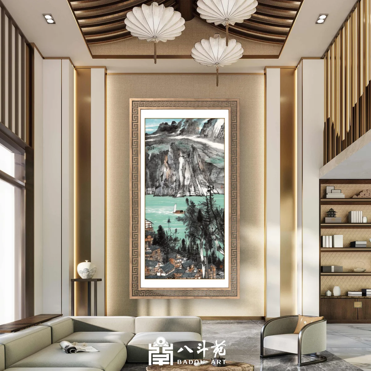 Liu Liyong Landscape Painting | Riverside Mountain Hamlet (山居江远)