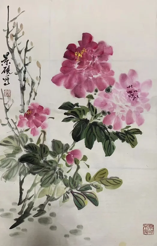 Wu Jingyan Chinese Freehand Painting・Splendid Peonies(牡丹盛景图) - Image 2