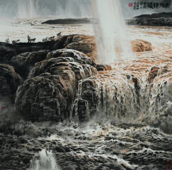 Painting Huanghe Qingnuan, 68x68cm, by Wang Junsong