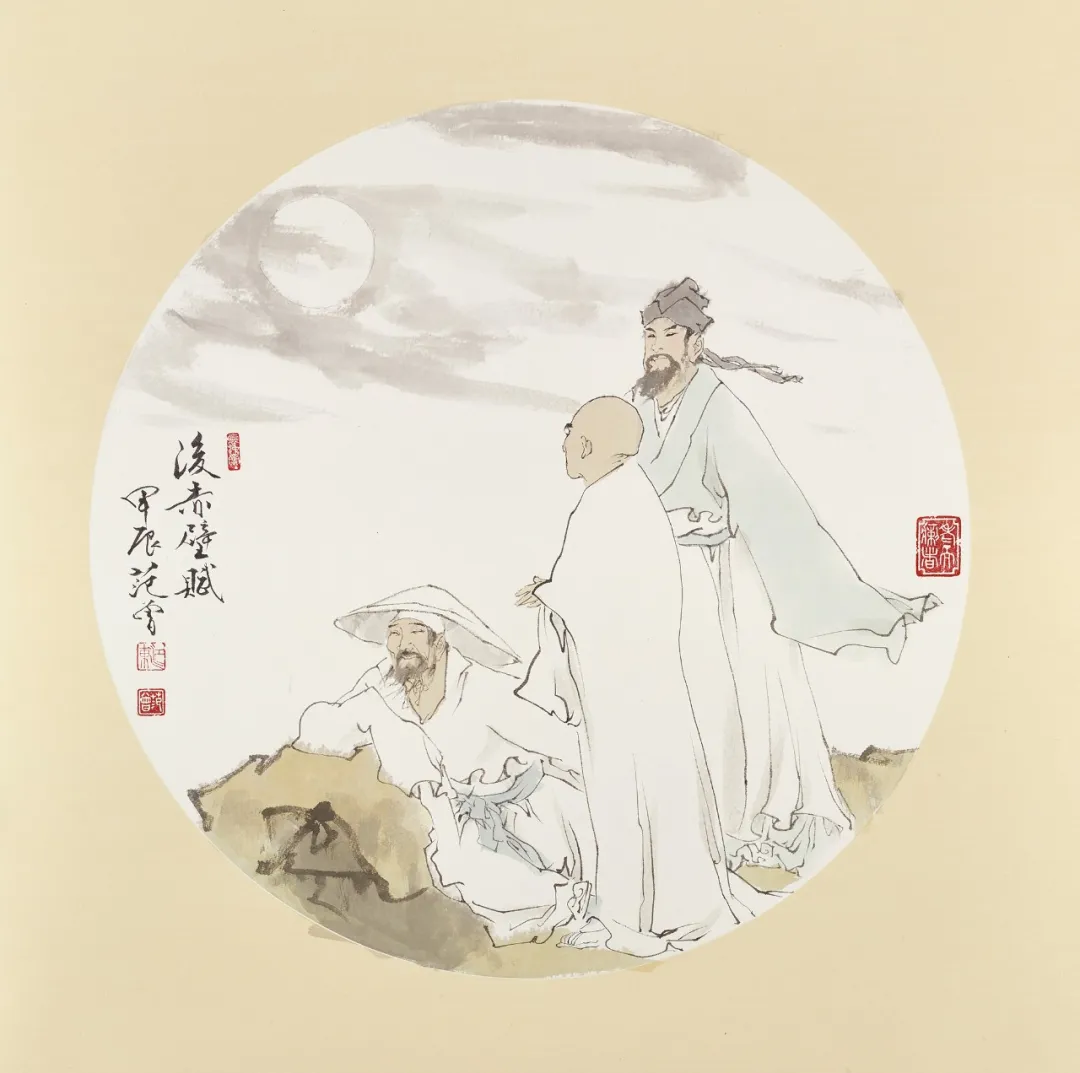 Round fan painting Second Rhapsody on the Red Cliff by Fan Zeng