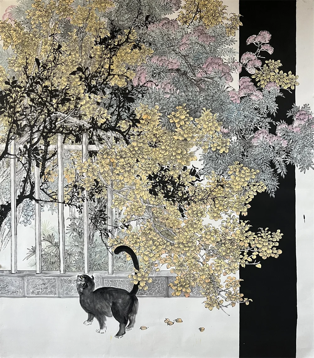 Zhang Hui painting The Autumn Courtyard Has Its Own Delights, 2018, 240 x 200 cm