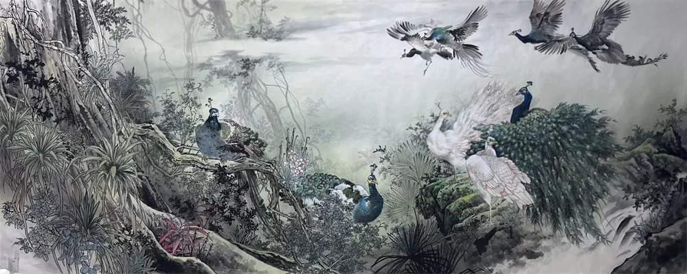 Zhang Hui painting Morning Melody of Xishuangbanna, 2021, 500 x 200 cm