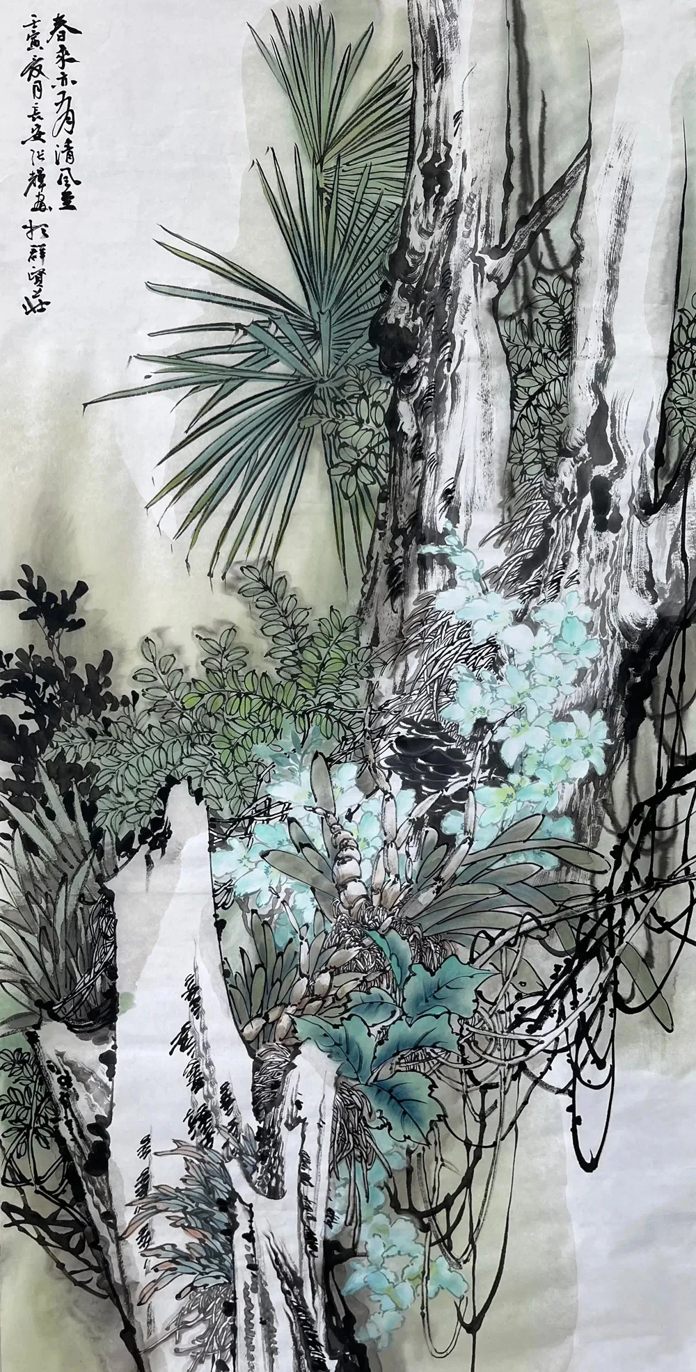 Zhang Hui painting When Spring Comes a Cool Breeze Follows, 2020, 136 x 69 cm