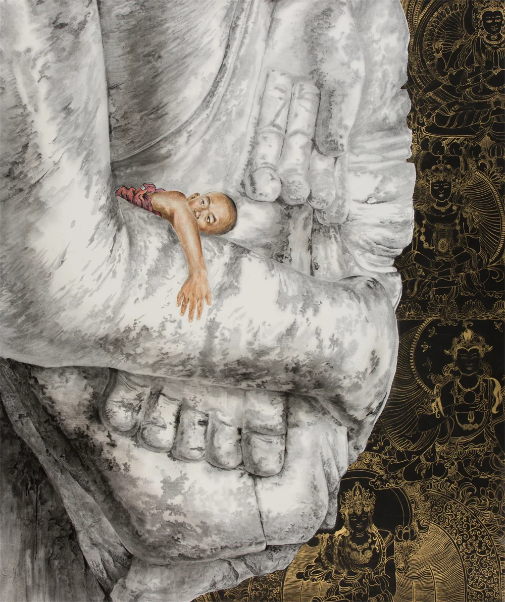 Zhang Hui painting Buddha's Seal, 2018, 240 x 200 cm