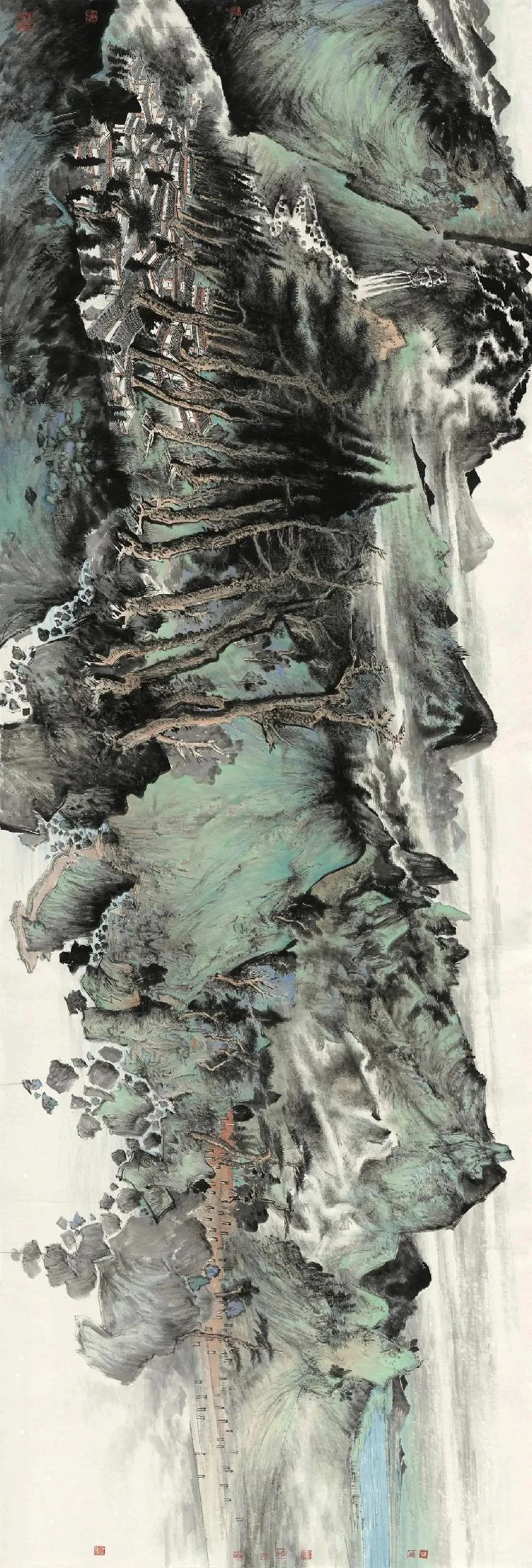 Early Spring in the Yimeng Mountains by Chang Zhaohui, 190 x 560 cm, 2018