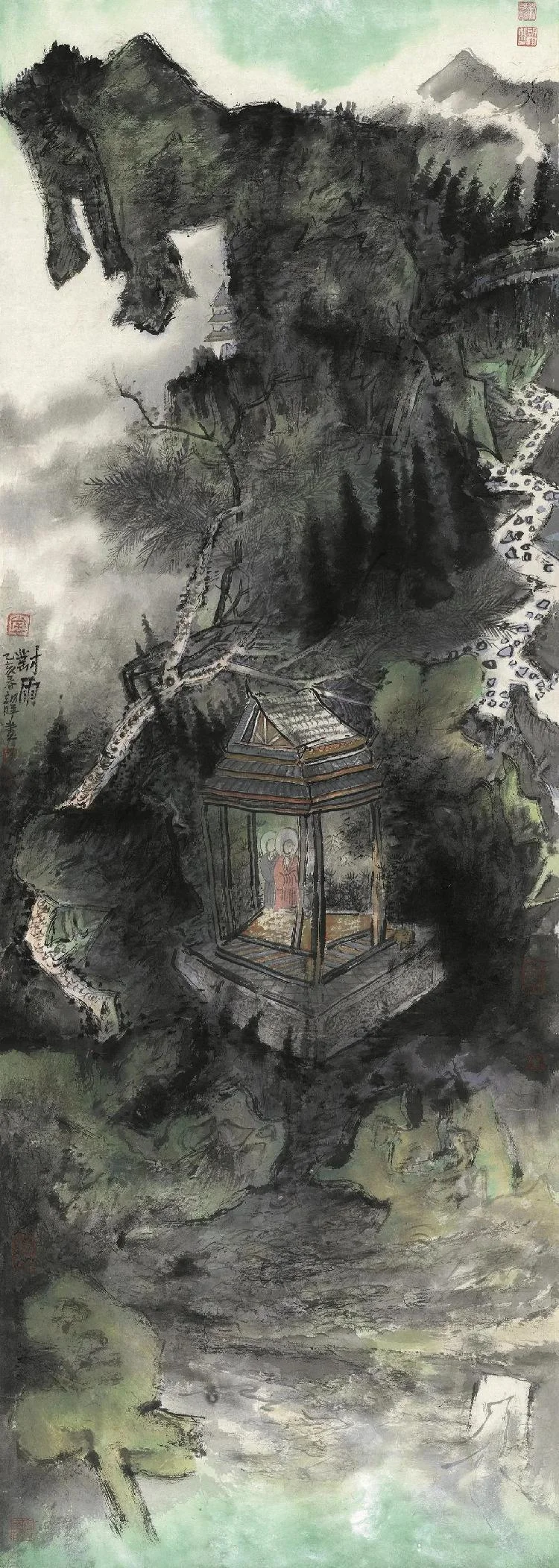 Facing the Rain by Chang Zhaohui, 148 x 60 cm, 2019