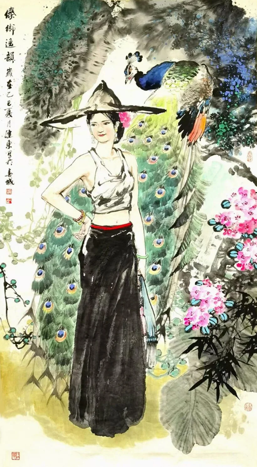 Peacock painting by Sun Jiandong