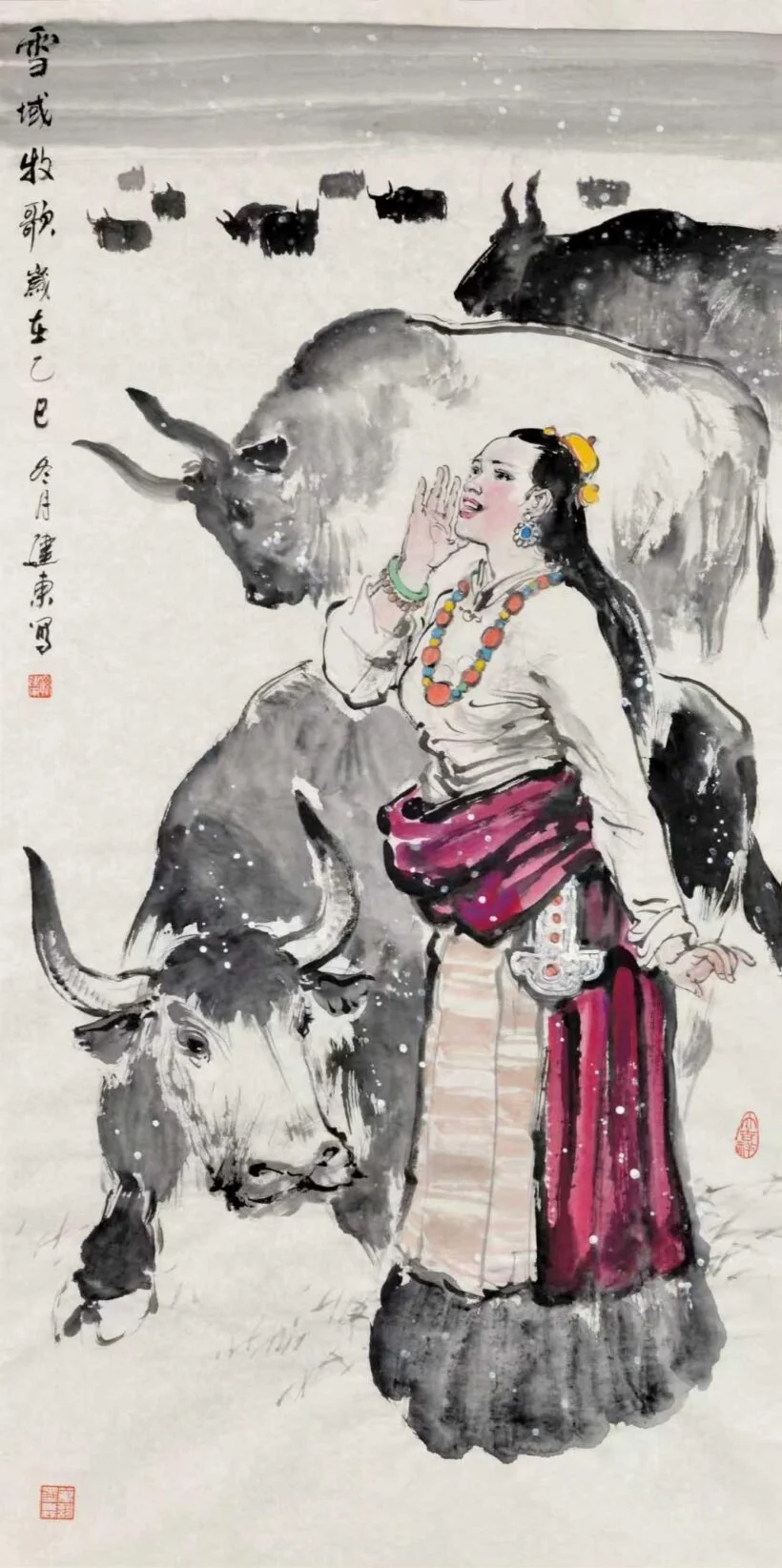 Peacock painting by Sun Jiandong