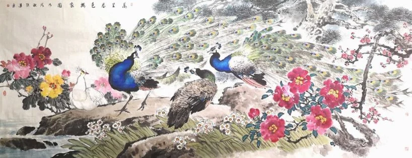 Freehand peacock by Sun Jiandong