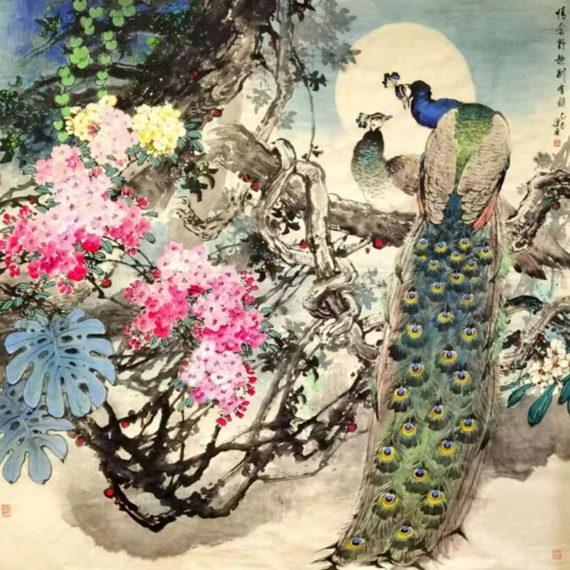 Freehand peacock by Sun Jiandong
